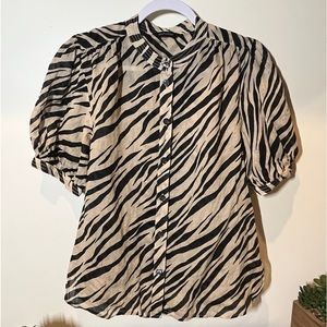BANANA REPUBLIC WOMEN’S Ramie Zebra Print Blouse - Size Medium